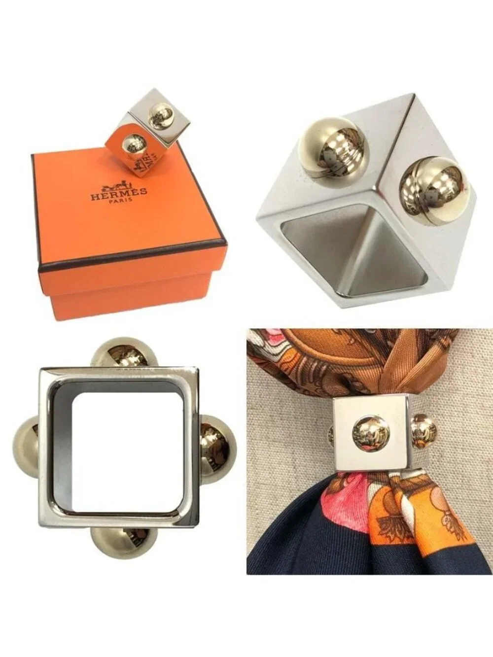 Hermes Scarf Ring Cube Collierd Chien Aq7692